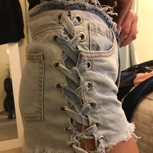 Zara Denim Shorts w/ laces